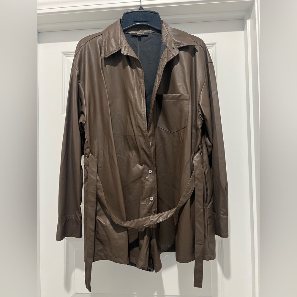 Brown Faux Leather Romper